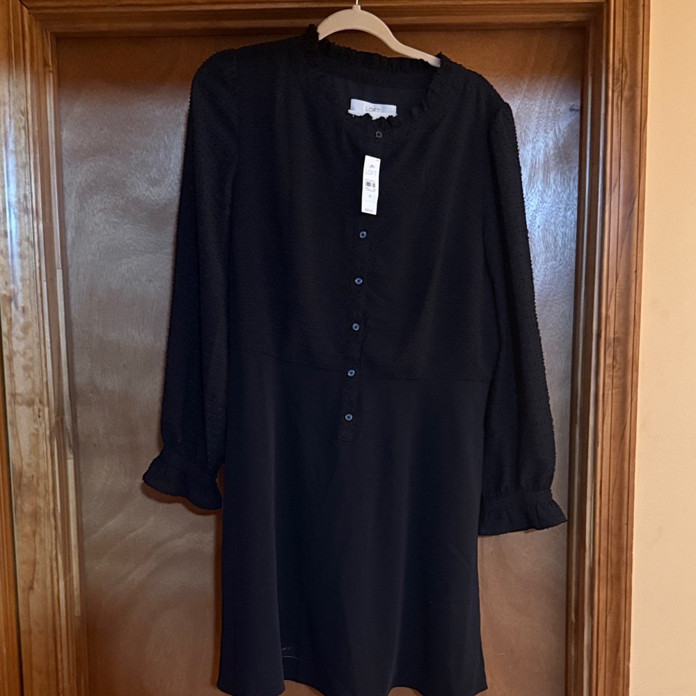 LOFT Elegant Black Long Sleeve Dress